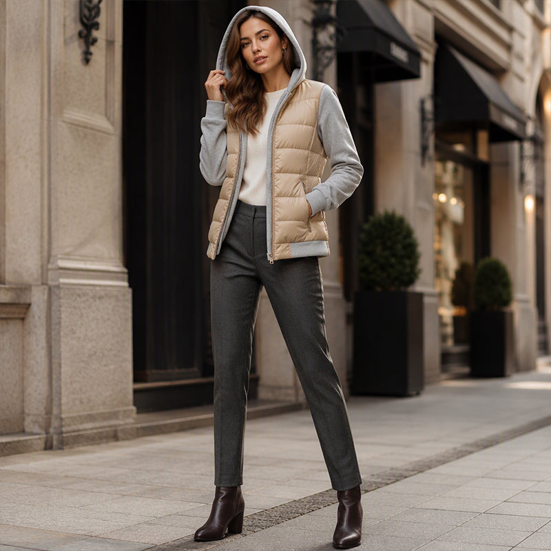 Chaqueta Acolchada Bicolor con Capucha Noa