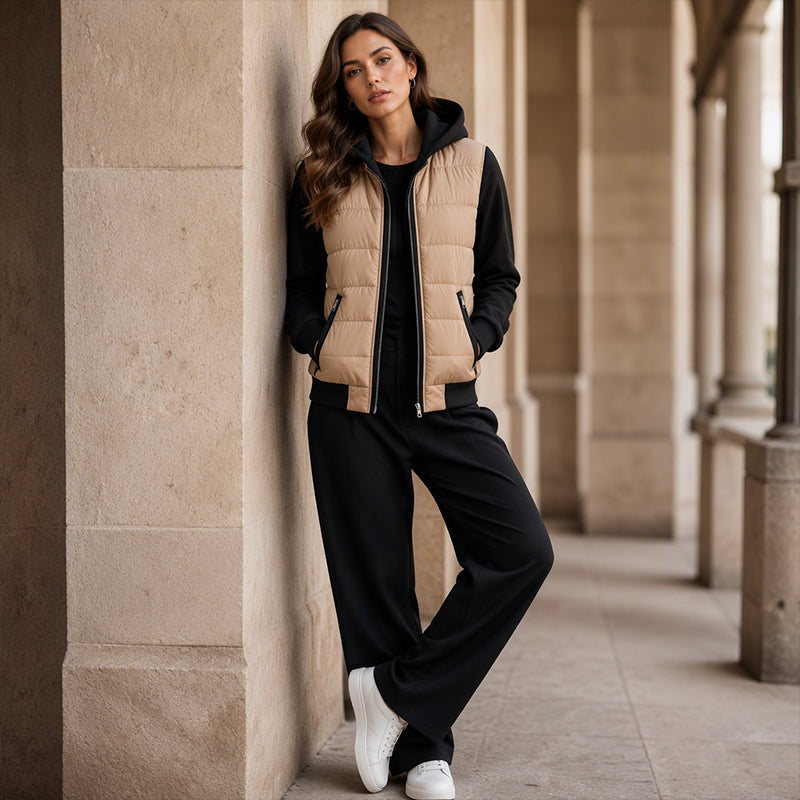 Chaqueta Acolchada Bicolor con Capucha Noa