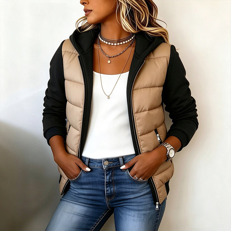 Chaqueta Acolchada Bicolor con Capucha Noa