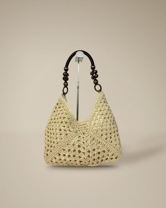 Bolso de Ganchillo con Asas de Perlas